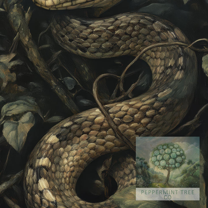 Snake in Bramble Print | Vintage Cottagecore Forest Art