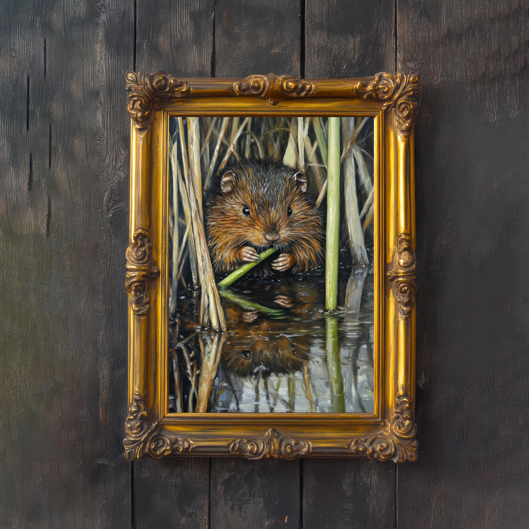 Water Vole Print: Vintage Riverbank Cottagecore Art
