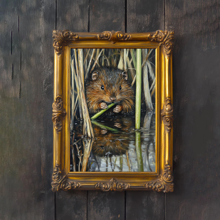 Water Vole Print: Vintage Riverbank Cottagecore Art