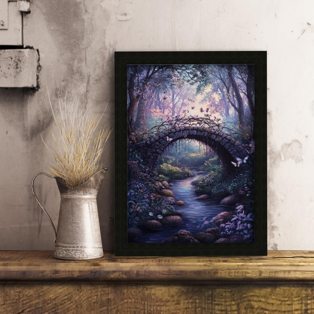 Butterfly Bridge Print, Vintage Forest Art, Cottagecore Wall Decor