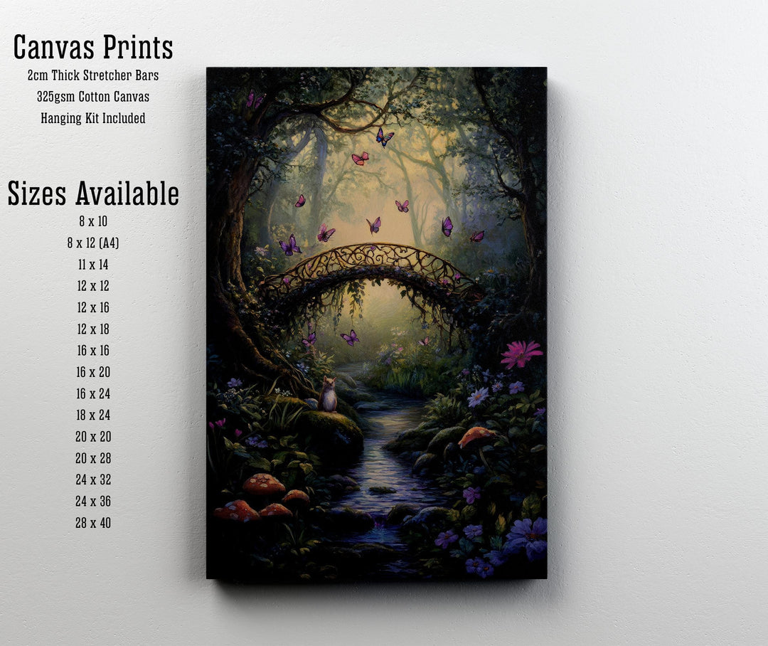 Butterfly Bridge Print: Vintage Cottagecore Forest Art