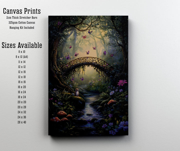 Butterfly Bridge Print: Vintage Cottagecore Forest Art