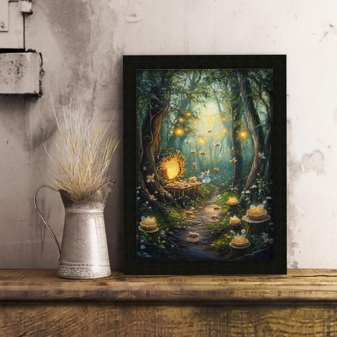 Honeycomb Harvest Festival Print | Vintage Bee, Cottagecore Art