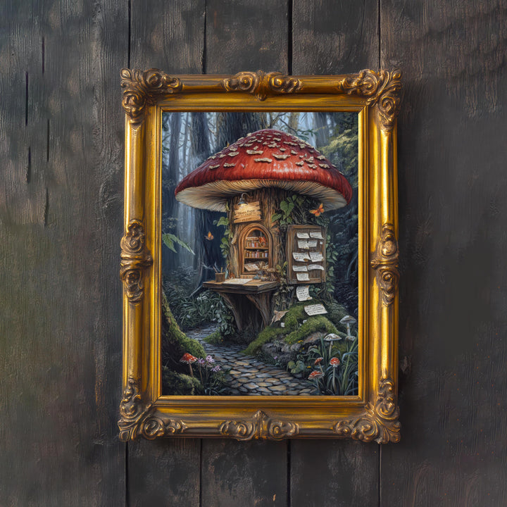 Mushroom Mail Post Print, Vintage Cottagecore Forest Art