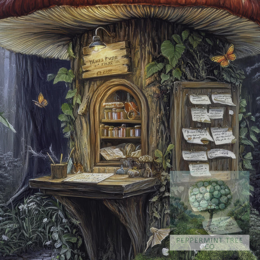 Mushroom Mail Post Print, Vintage Cottagecore Forest Art