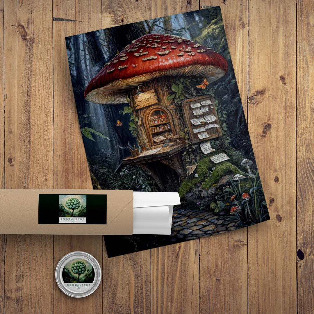 Mushroom Mail Post Print, Vintage Cottagecore Forest Art