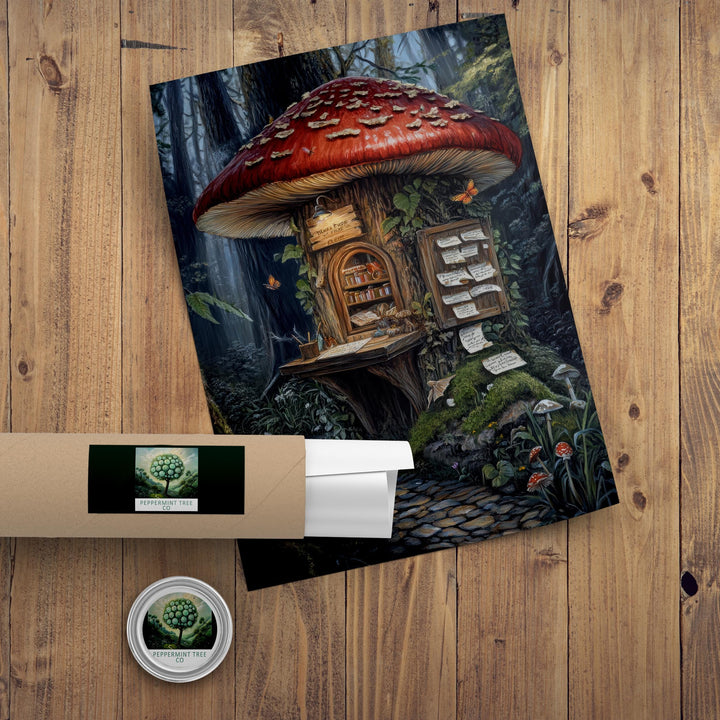 Mushroom Mail Post Print, Vintage Cottagecore Forest Art