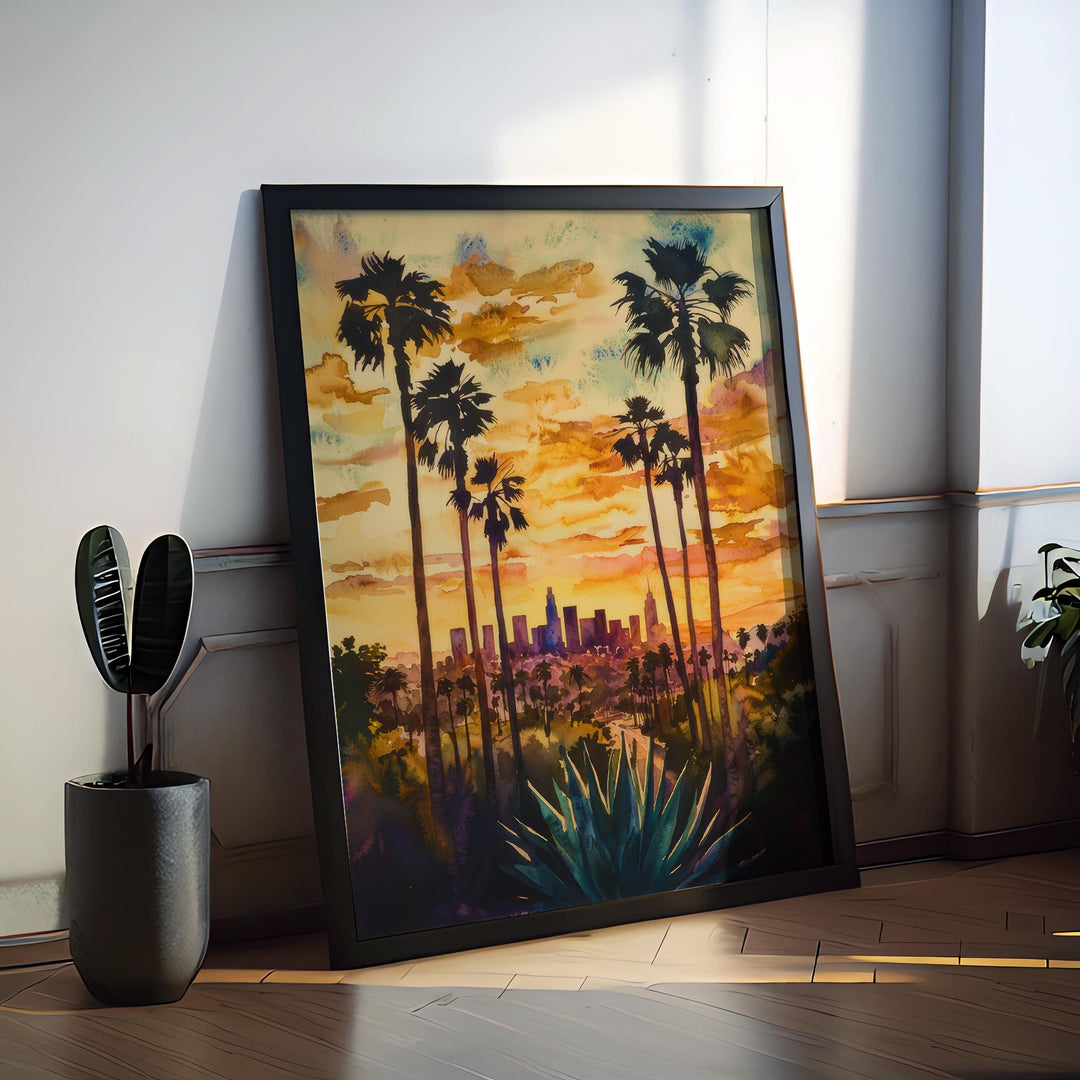 Los Angeles Watercolor Poster Wall Art Los Angeles Wall Hanging Home Décor Los Angeles Gift Art Lovers United States Wall Art