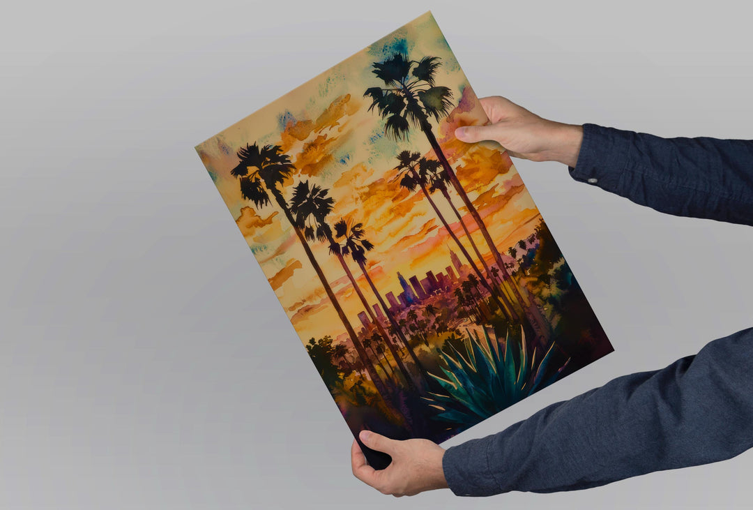 Los Angeles Watercolor Poster Wall Art Los Angeles Wall Hanging Home Décor Los Angeles Gift Art Lovers United States Wall Art