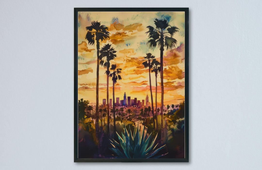 Los Angeles Watercolor Poster Wall Art Los Angeles Wall Hanging Home Décor Los Angeles Gift Art Lovers United States Wall Art