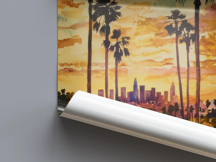 Los Angeles Watercolor Poster Wall Art Los Angeles Wall Hanging Home Décor Los Angeles Gift Art Lovers United States Wall Art