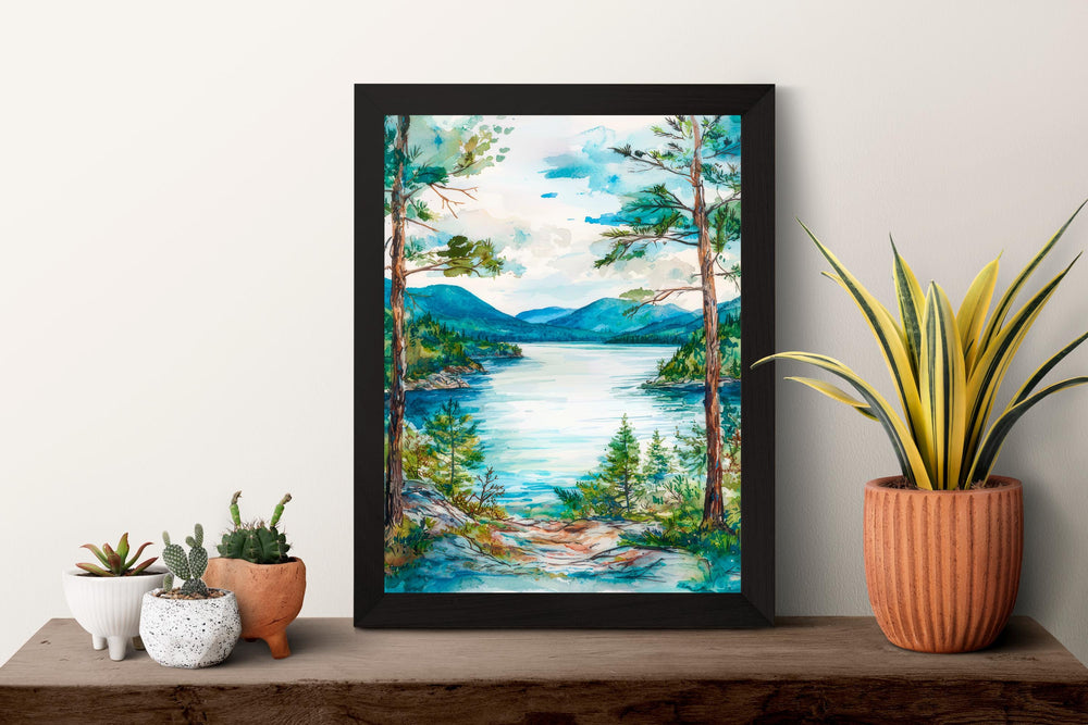 Lake George Watercolor Poster Wall Art Lake George Wall Hanging Home Décor Lake George Gift Art Lovers United States Wall Art