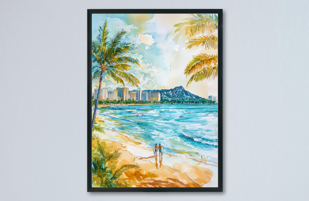 Honolulu Watercolor Poster Wall Art Honolulu Wall Hanging Home Décor Honolulu Gift Art Lovers United States Wall Art