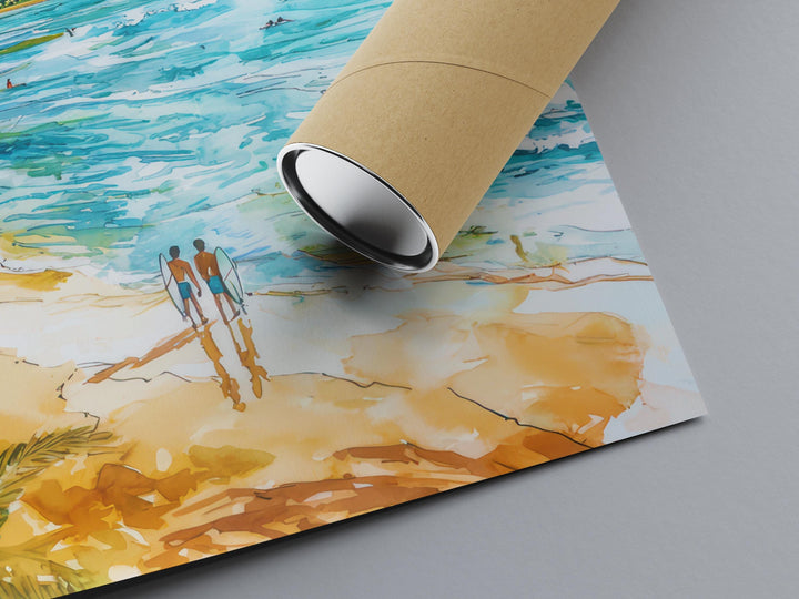 Honolulu Watercolor Poster Wall Art Honolulu Wall Hanging Home Décor Honolulu Gift Art Lovers United States Wall Art