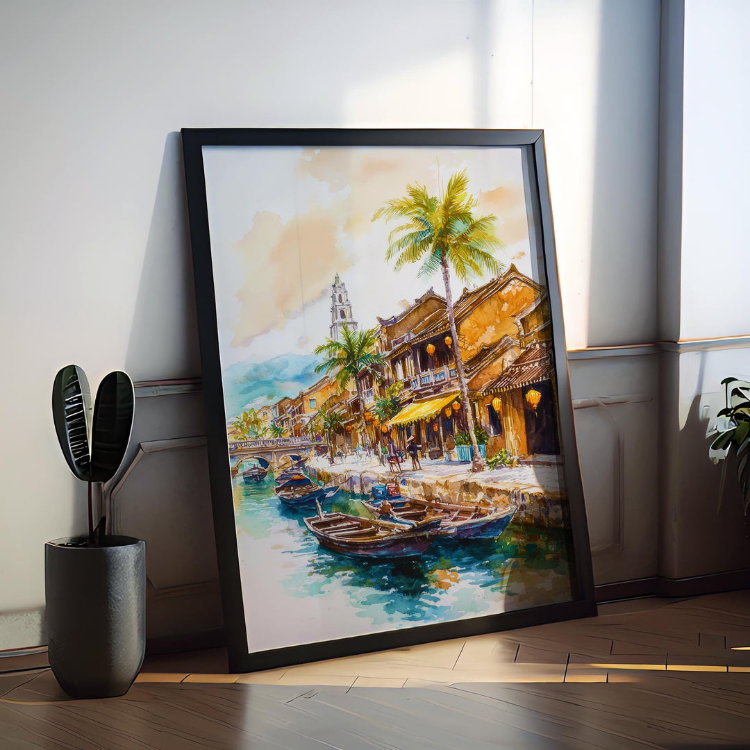 Hoi An Watercolor Poster Wall Art Hoi An Wall Hanging Home Décor Hoi An Gift Art Lovers Vietnam Wall Art