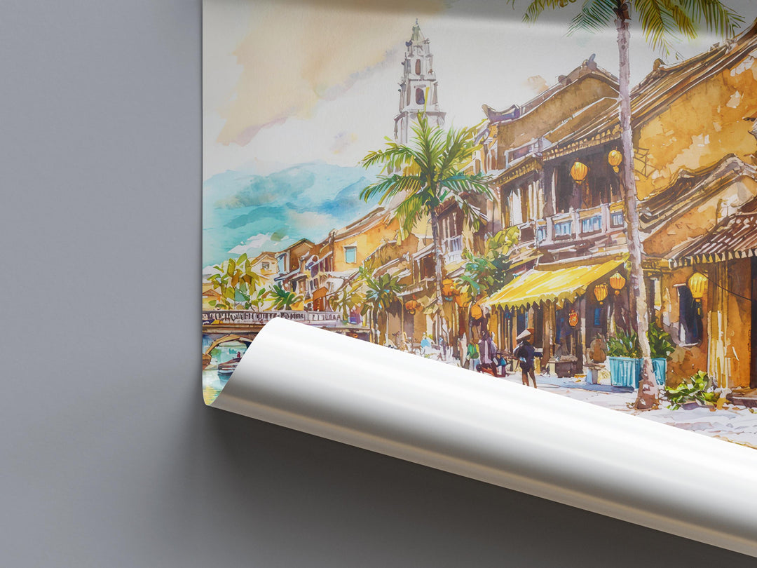 Hoi An Watercolor Poster Wall Art Hoi An Wall Hanging Home Décor Hoi An Gift Art Lovers Vietnam Wall Art