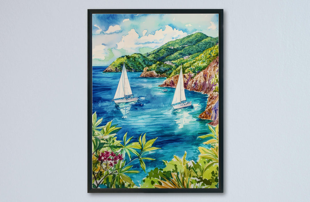 British Virgin Islands Watercolor Poster Wall Art British Virgin Islands Wall Hanging Home Décor British Virgin Islands Gift Art Lovers