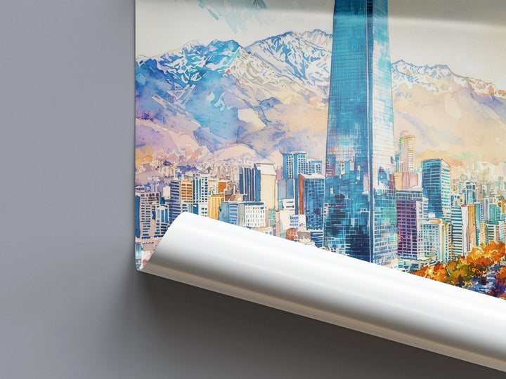 Santiago Watercolor Poster Wall Art Santiago Wall Hanging Home Décor Santiago Gift Art Lovers Chile Wall Art
