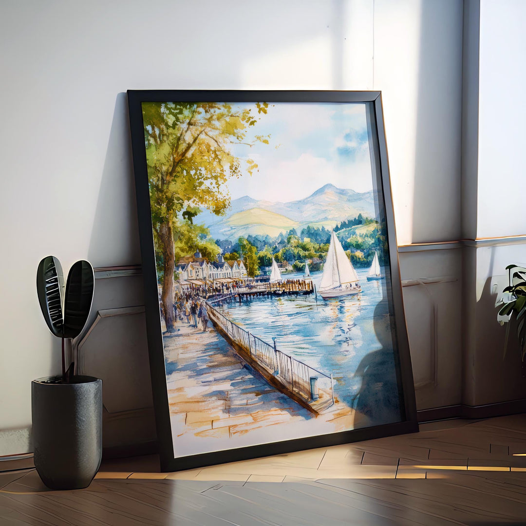 Bowness Watercolor Poster Wall Art Bowness Wall Decor Home Décor Bowness Gift United Kingdom Art Lover Gift, Travel Souvenir Print