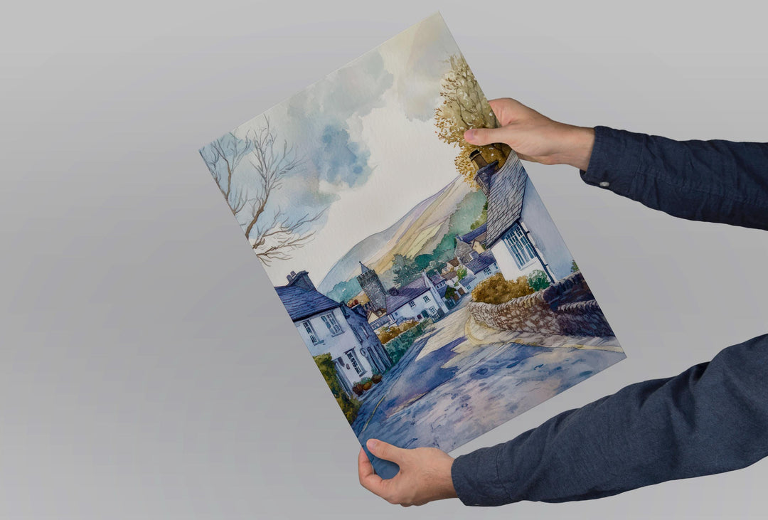 Hawkshead Watercolor Poster Wall Art Hawkshead Wall Decor Home Décor Hawkshead Gift United Kingdom Art Lover Gift, Travel Souvenir Print