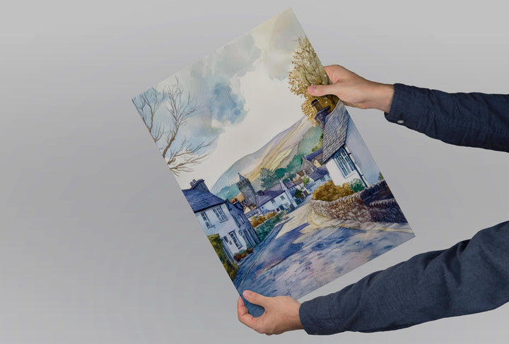 Hawkshead Watercolor Poster Wall Art Hawkshead Wall Decor Home Décor Hawkshead Gift United Kingdom Art Lover Gift, Travel Souvenir Print