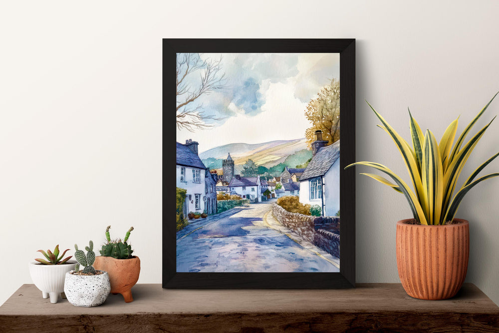 Hawkshead Watercolor Poster Wall Art Hawkshead Wall Decor Home Décor Hawkshead Gift United Kingdom Art Lover Gift, Travel Souvenir Print