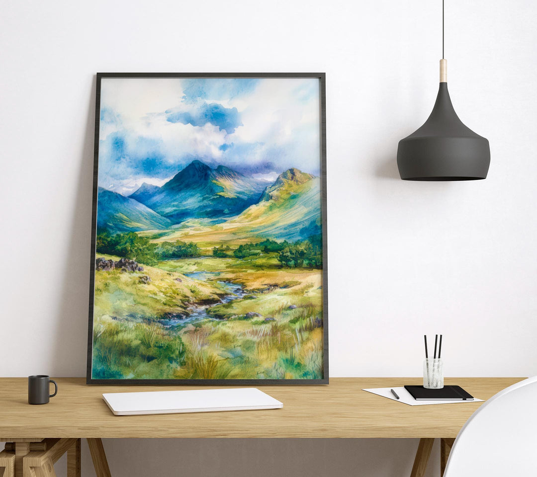 Great Langdale Watercolor Poster Wall Art Great Langdale Wall Decor Home Décor Great Langdale Gift United Kingdom Art Lover Gift