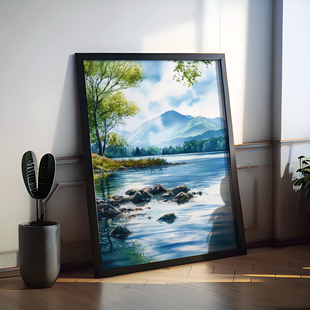 Derwentwater Watercolor Poster Wall Art Derwentwater Wall Hanging Home Décor Derwentwater Gift Art Lovers United Kingdom Art Lover Gift