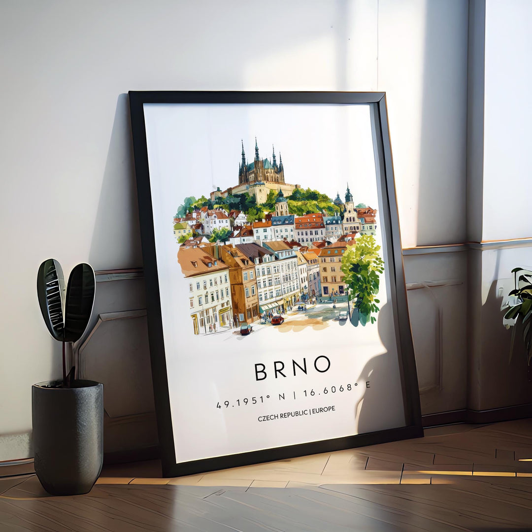 Brno Watercolor Poster Wall Art Brno Wall Hanging Home Décor Brno Gift Art Lovers Czech Republic Art Lover Gift