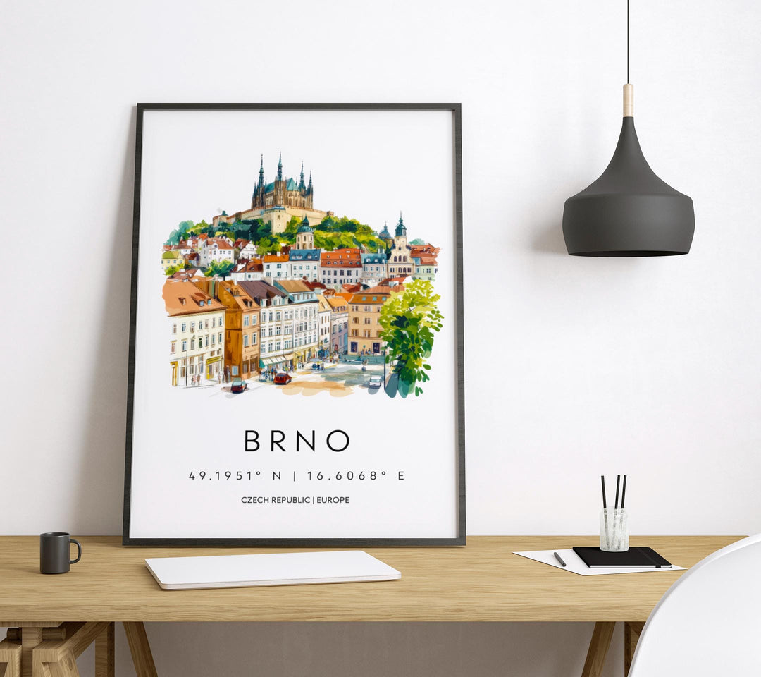 Brno Watercolor Poster Wall Art Brno Wall Hanging Home Décor Brno Gift Art Lovers Czech Republic Art Lover Gift