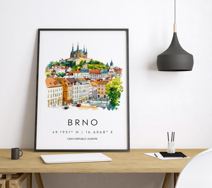 Brno Watercolor Poster Wall Art Brno Wall Hanging Home Décor Brno Gift Art Lovers Czech Republic Art Lover Gift