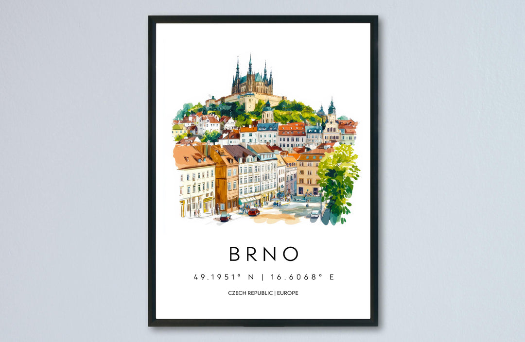 Brno Watercolor Poster Wall Art Brno Wall Hanging Home Décor Brno Gift Art Lovers Czech Republic Art Lover Gift