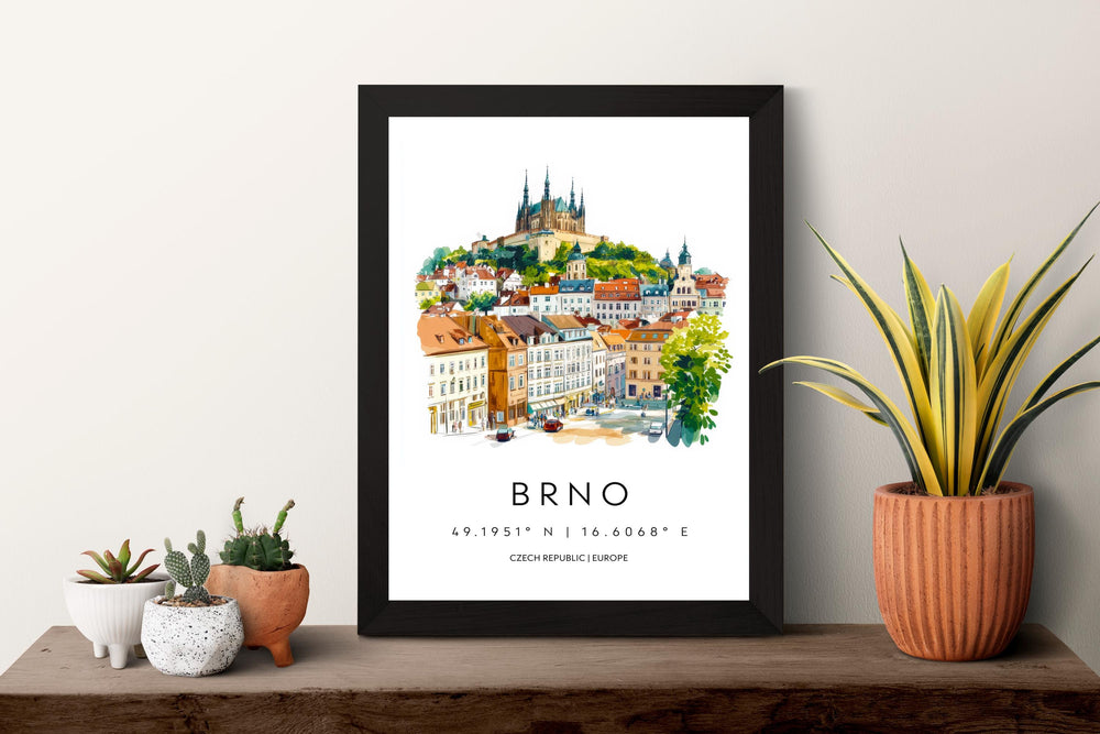 Brno Watercolor Poster Wall Art Brno Wall Hanging Home Décor Brno Gift Art Lovers Czech Republic Art Lover Gift