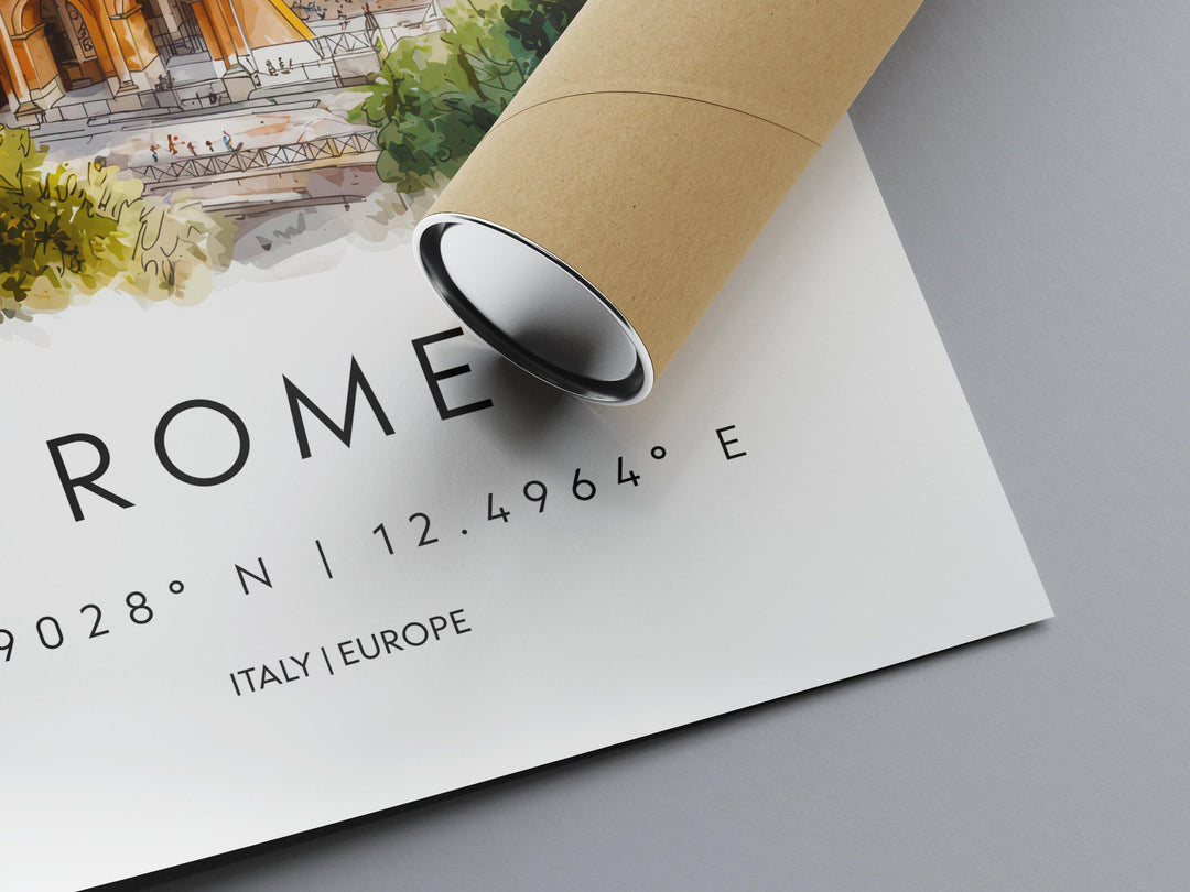 Rome Watercolor Poster Wall Art Rome Wall Hanging Home Décor Rome Gift Art Lovers Italy Wall Art