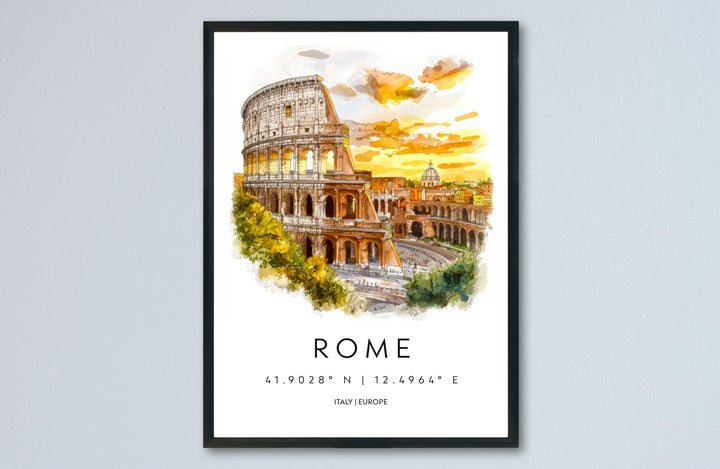 Rome Watercolor Poster Wall Art Rome Wall Hanging Home Décor Rome Gift Art Lovers Italy Wall Art