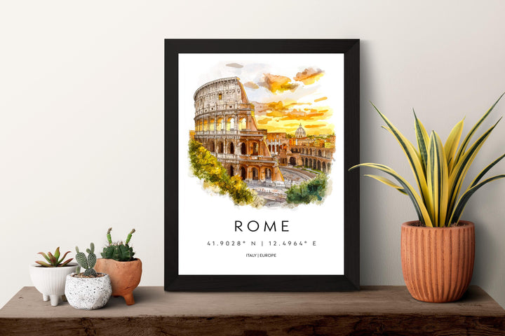 Rome Watercolor Poster Wall Art Rome Wall Hanging Home Décor Rome Gift Art Lovers Italy Wall Art