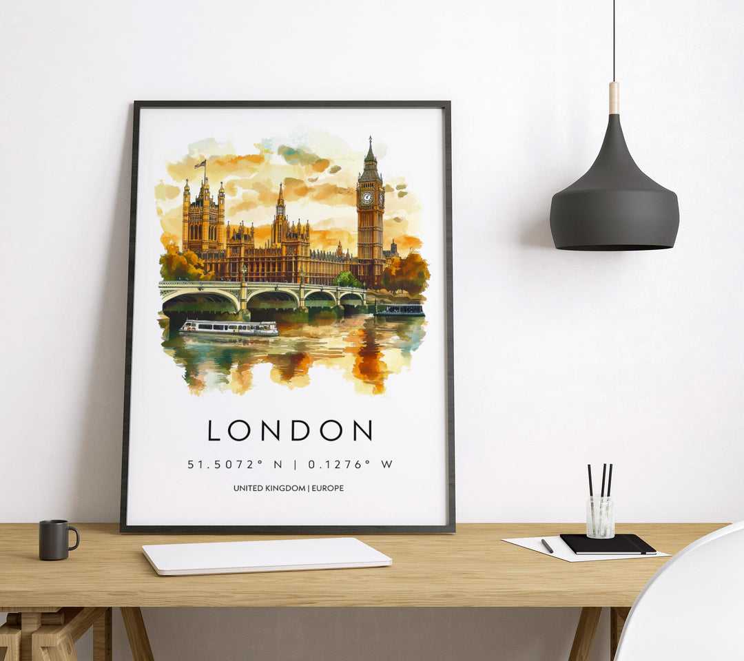 London Watercolor Poster Wall Art London Wall Hanging Home Décor London Gift Art Lovers United Kingdom Wall Art