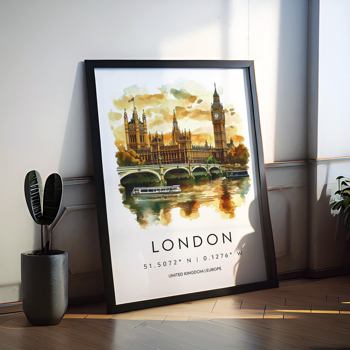 London Watercolor Poster Wall Art London Wall Hanging Home Décor London Gift Art Lovers United Kingdom Wall Art