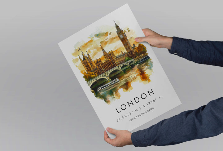 London Watercolor Poster Wall Art London Wall Hanging Home Décor London Gift Art Lovers United Kingdom Wall Art