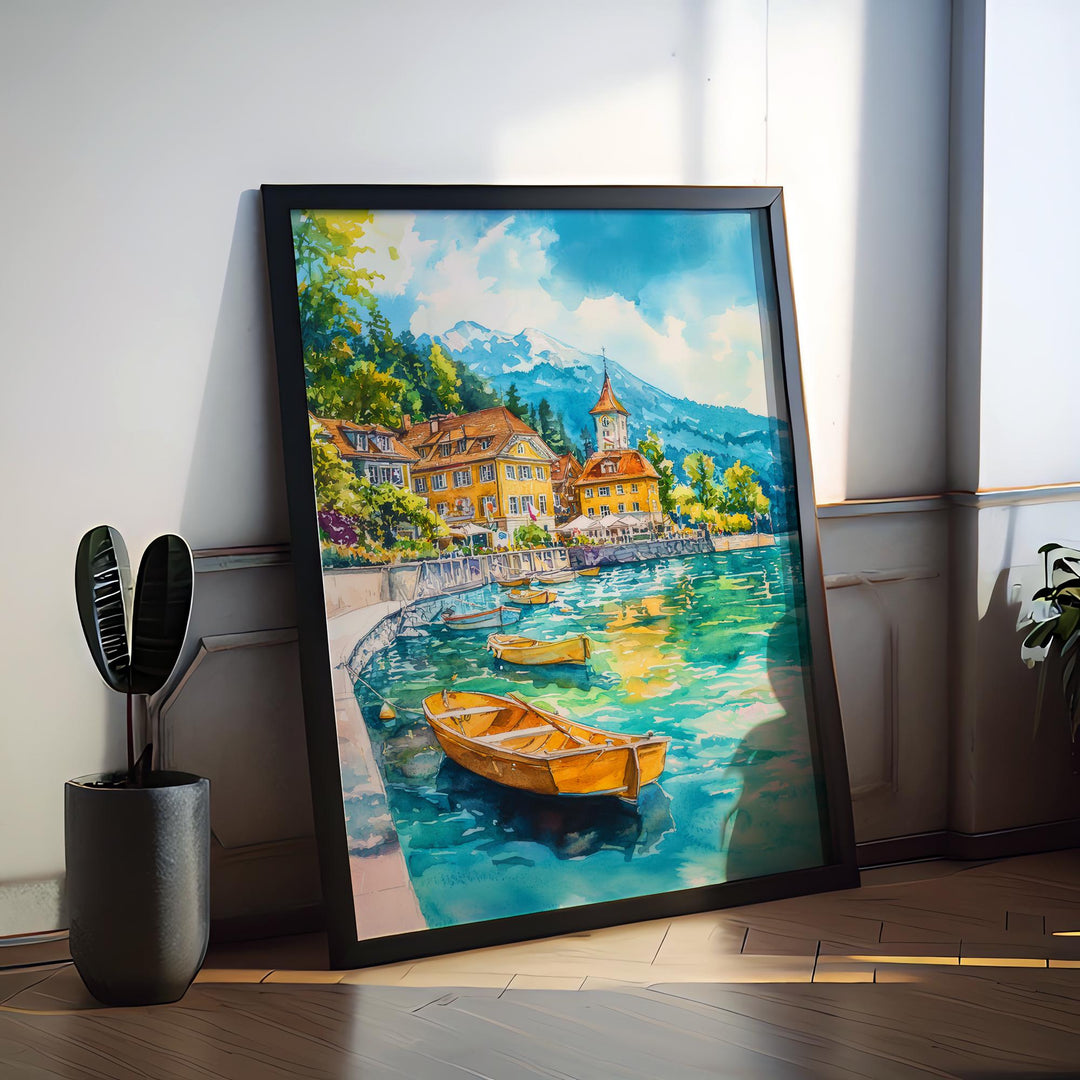 Vevey watercolor poster Wall Art Vevey Wall Hanging Home Décor Vevey Gift Art Lovers Switzerland Art Lover Gift Switzerland wall art