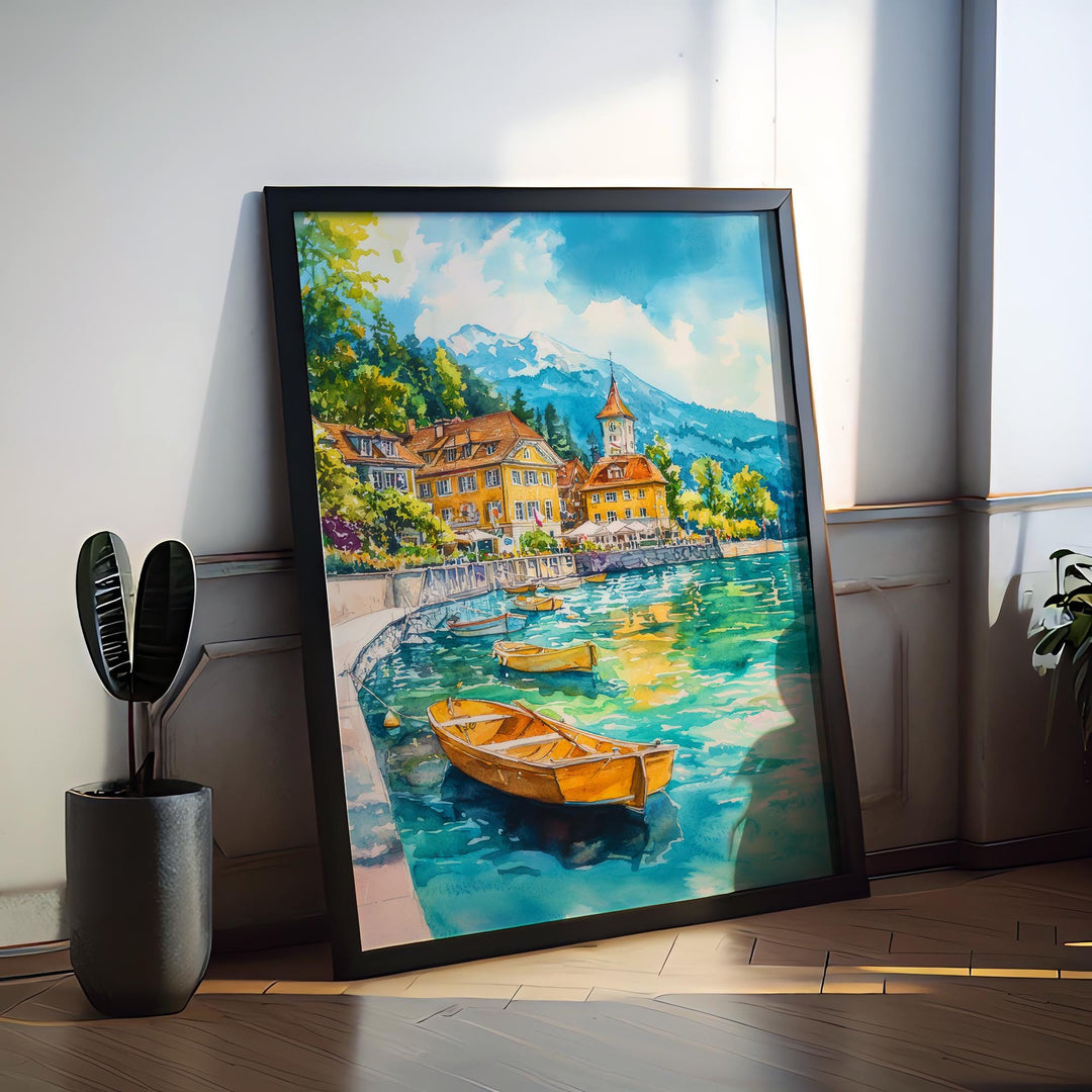 Vevey watercolor poster Wall Art Vevey Wall Hanging Home Décor Vevey Gift Art Lovers Switzerland Art Lover Gift Switzerland wall art