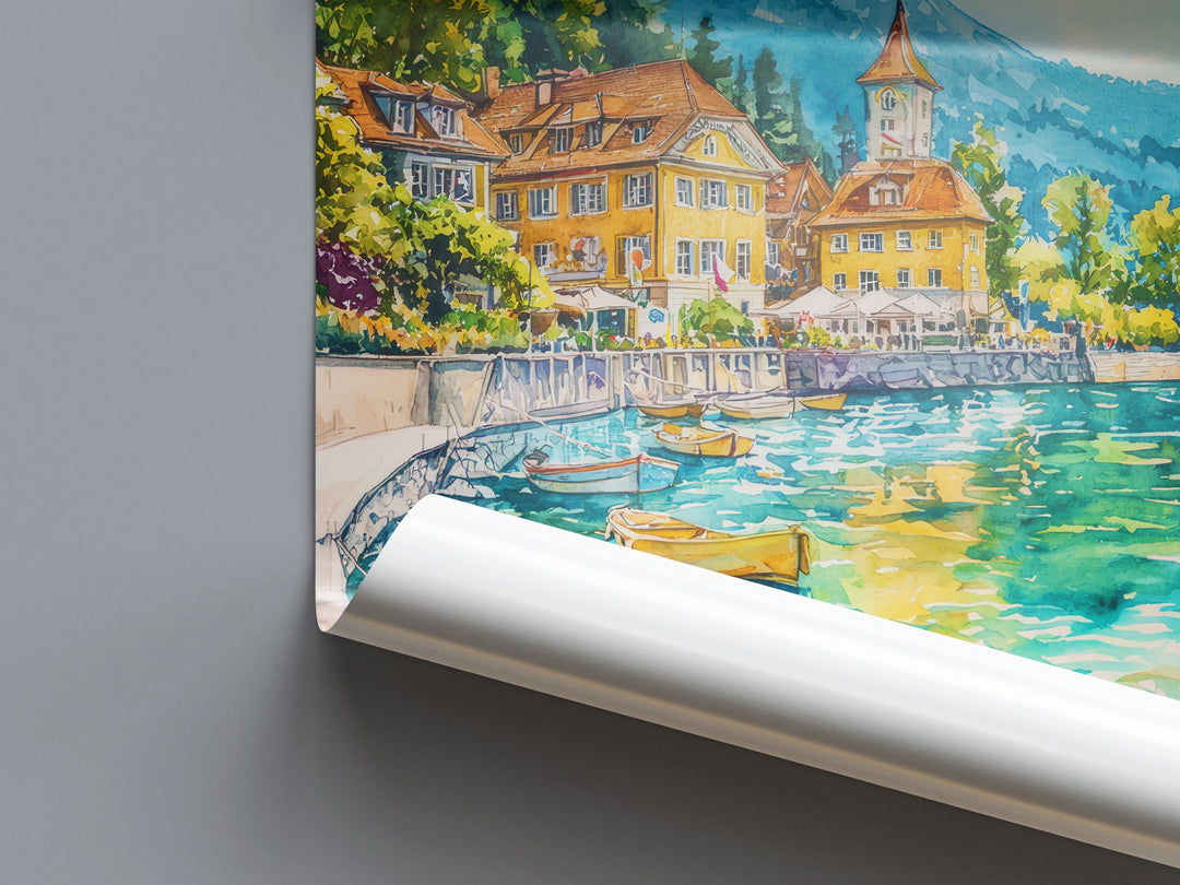 Vevey watercolor poster Wall Art Vevey Wall Hanging Home Décor Vevey Gift Art Lovers Switzerland Art Lover Gift Switzerland wall art
