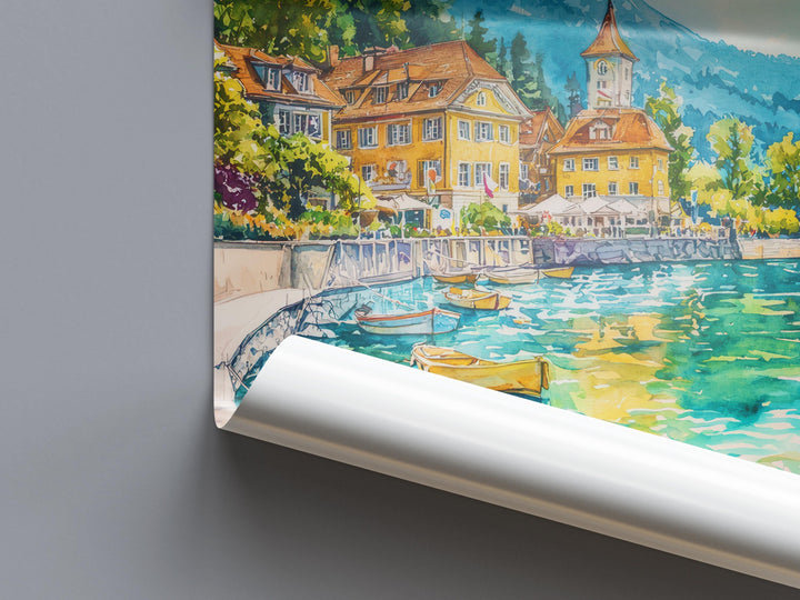 Vevey watercolor poster Wall Art Vevey Wall Hanging Home Décor Vevey Gift Art Lovers Switzerland Art Lover Gift Switzerland wall art