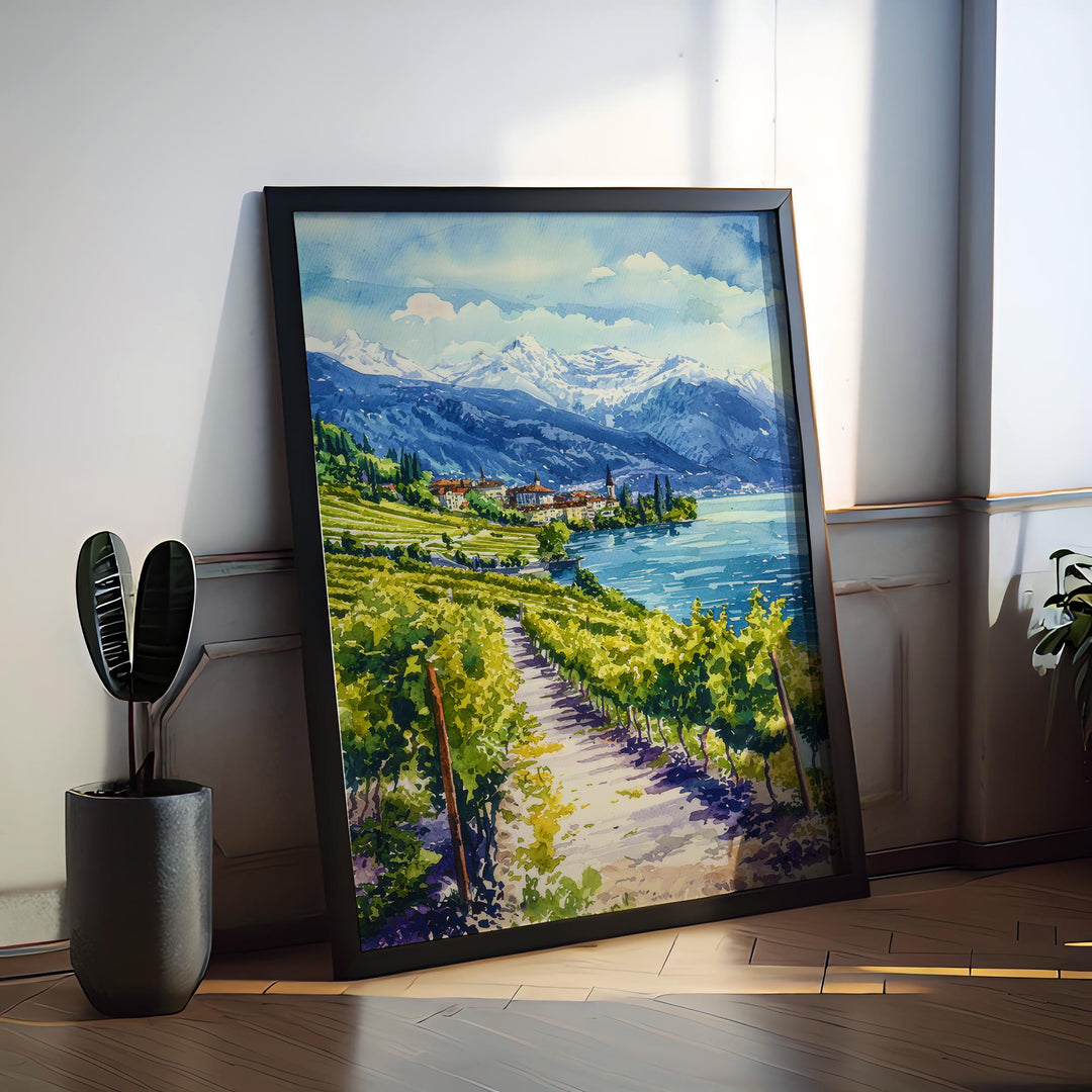 Montreux watercolor poster Wall Art Montreux Wall Hanging Home Décor Montreux Gift Art Lovers Switzerland Art Lover Gift Switzerland art