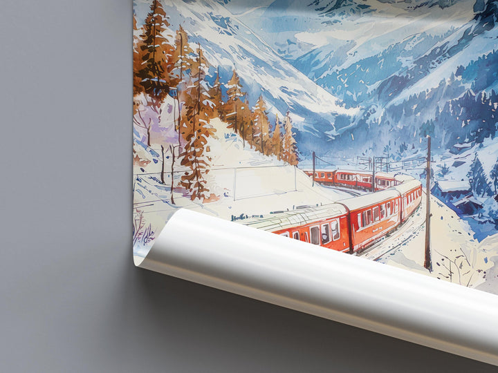Glacier Express watercolor poster Wall Art Glacier Express Wall Hanging Home Décor Glacier Express Gift Art Lovers Switzerland Art Lover