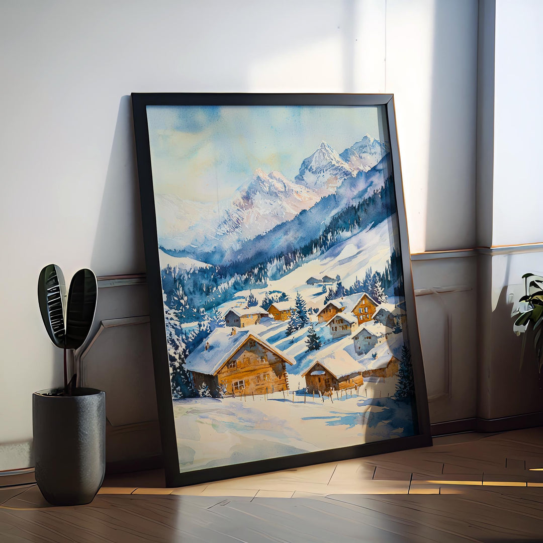 Arosa watercolor poster Wall Art Arosa Wall Hanging Home Décor Arosa Gift Art Lovers Switzerland Art Lover Gift Switzerland wall art