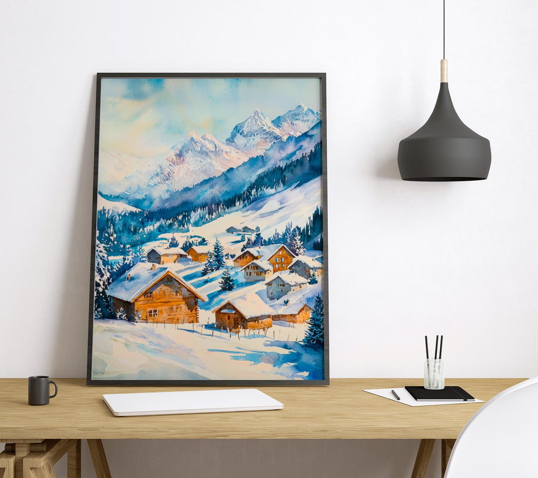 Arosa watercolor poster Wall Art Arosa Wall Hanging Home Décor Arosa Gift Art Lovers Switzerland Art Lover Gift Switzerland wall art