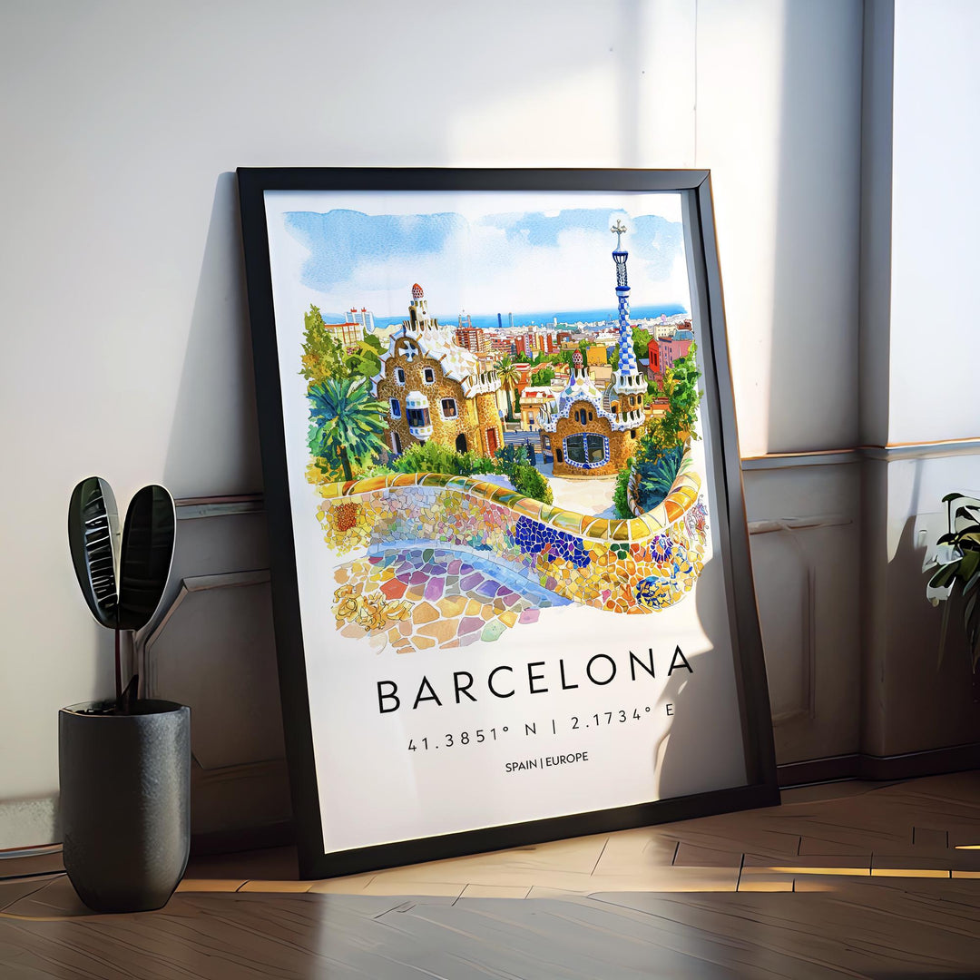 Barcelona Watercolor Poster Wall Art Barcelona Wall Hanging Home Décor Barcelona Gift Art Lovers Spain Wall Art