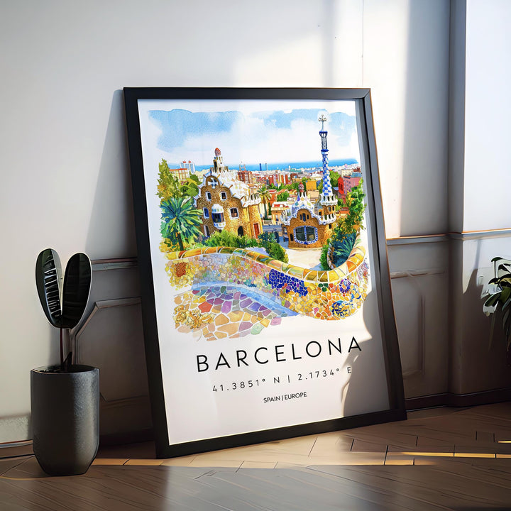 Barcelona Watercolor Poster Wall Art Barcelona Wall Hanging Home Décor Barcelona Gift Art Lovers Spain Wall Art