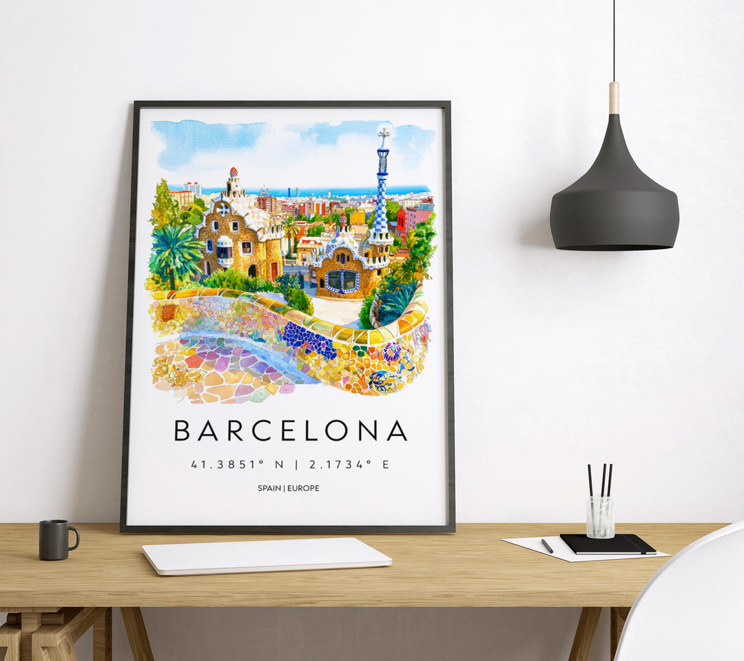 Barcelona Watercolor Poster Wall Art Barcelona Wall Hanging Home Décor Barcelona Gift Art Lovers Spain Wall Art